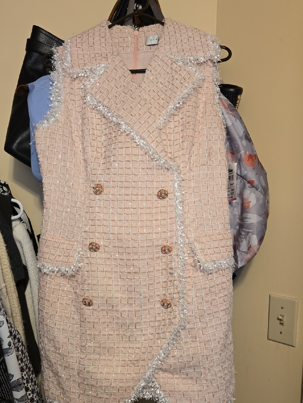 Endless Rose Pink Tweed Fringe Dress
